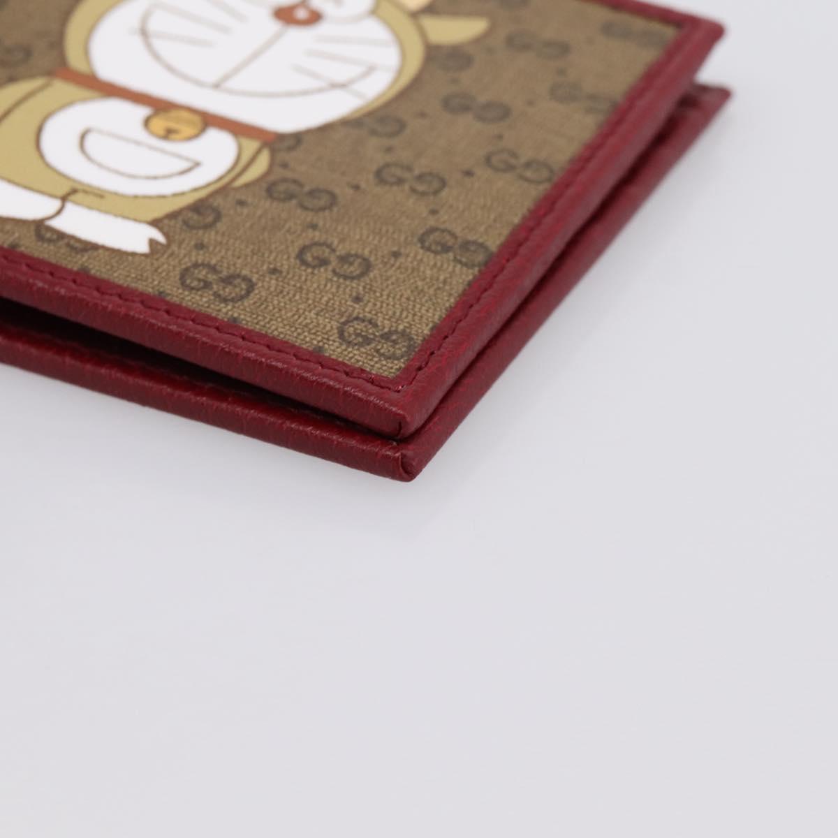 GUCCI x Doraemon Cow Doraemon Wallet Micro GG PVC Beige 654498 Auth 167547SAM