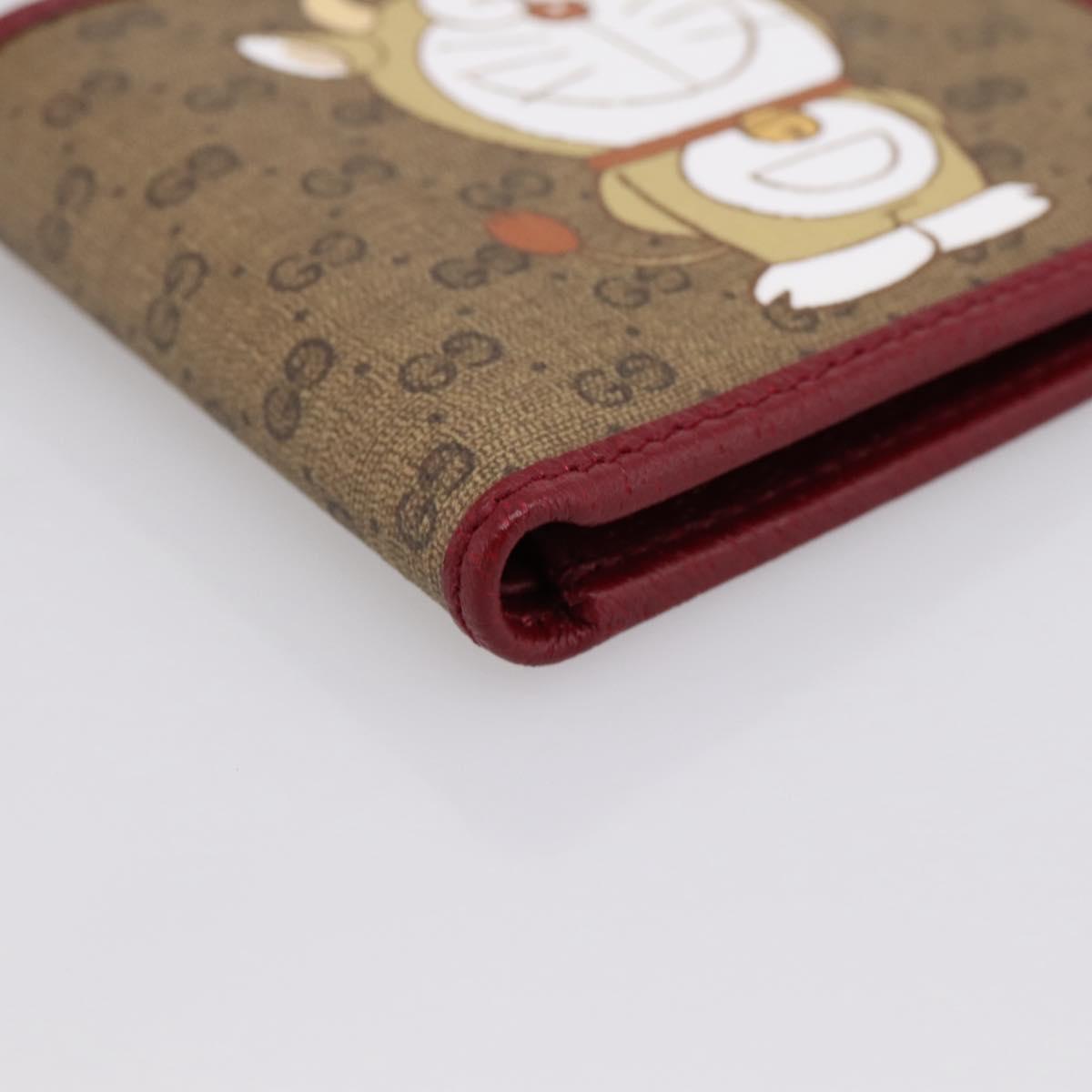 GUCCI x Doraemon Cow Doraemon Wallet Micro GG PVC Beige 654498 Auth 167547SAM