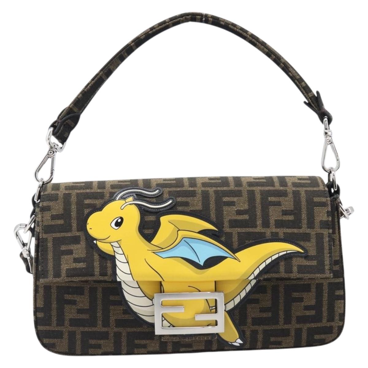 FENDI x FRGMT x POKEMON Mamma Baguette Kairyu Zucca Brown 8BR600 Auth 167552SM