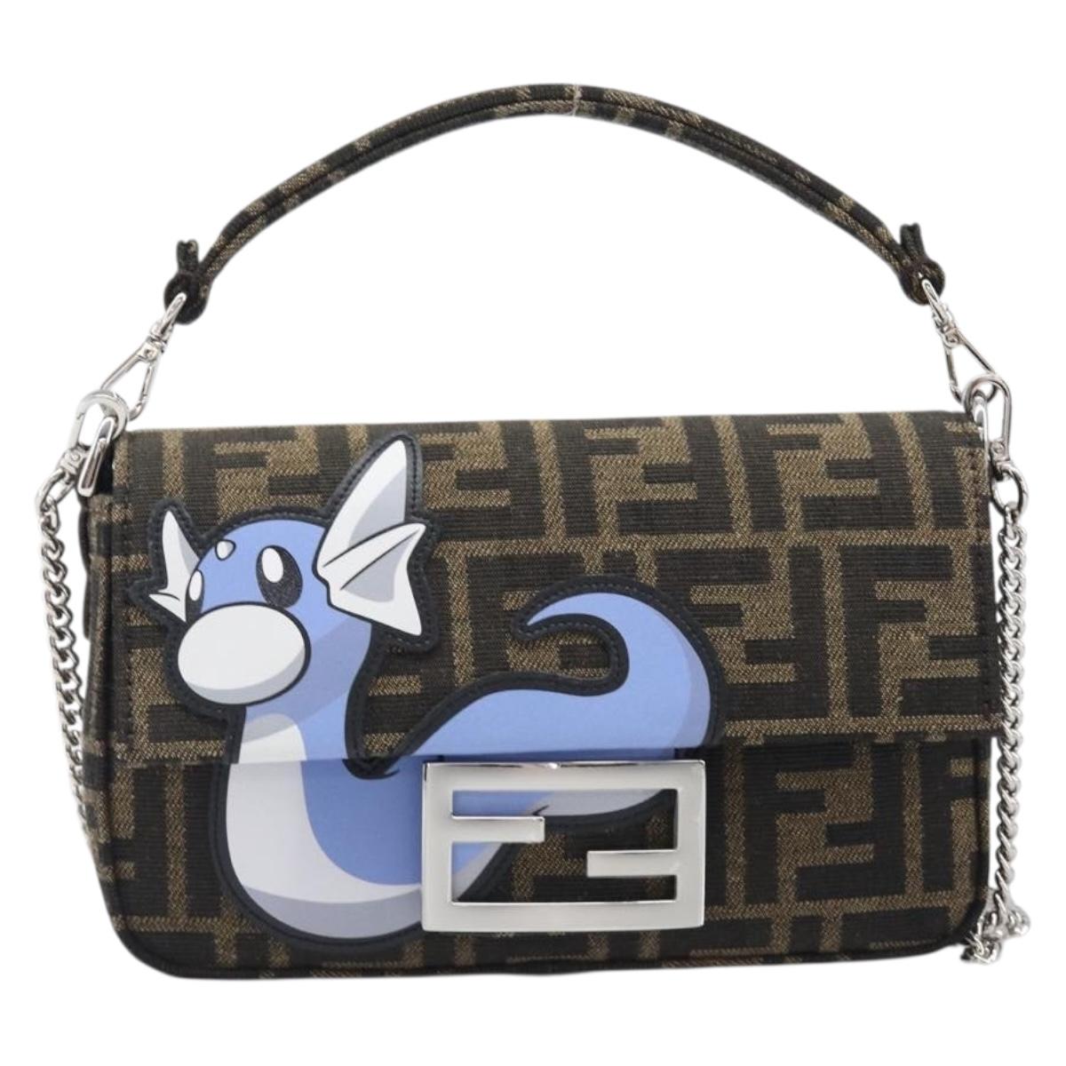 FENDI x FRGMT x POKEMON Mamma Baguette Dratini Zucca Brown 8BS017 Auth 167553SM