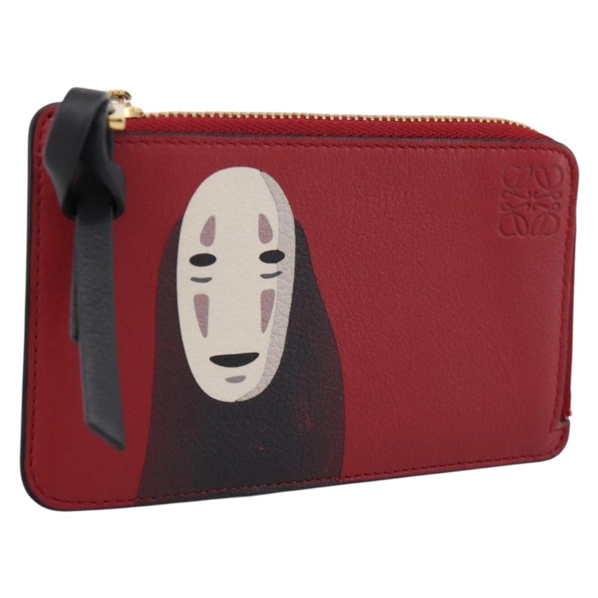 LOEWE x Studio Ghibli Spirited Away No-Face Card Case Leather Red Auth 167558M