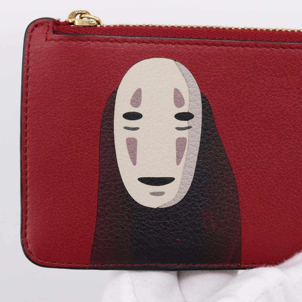 LOEWE x Studio Ghibli Spirited Away No-Face Card Case Leather Red Auth 167558M