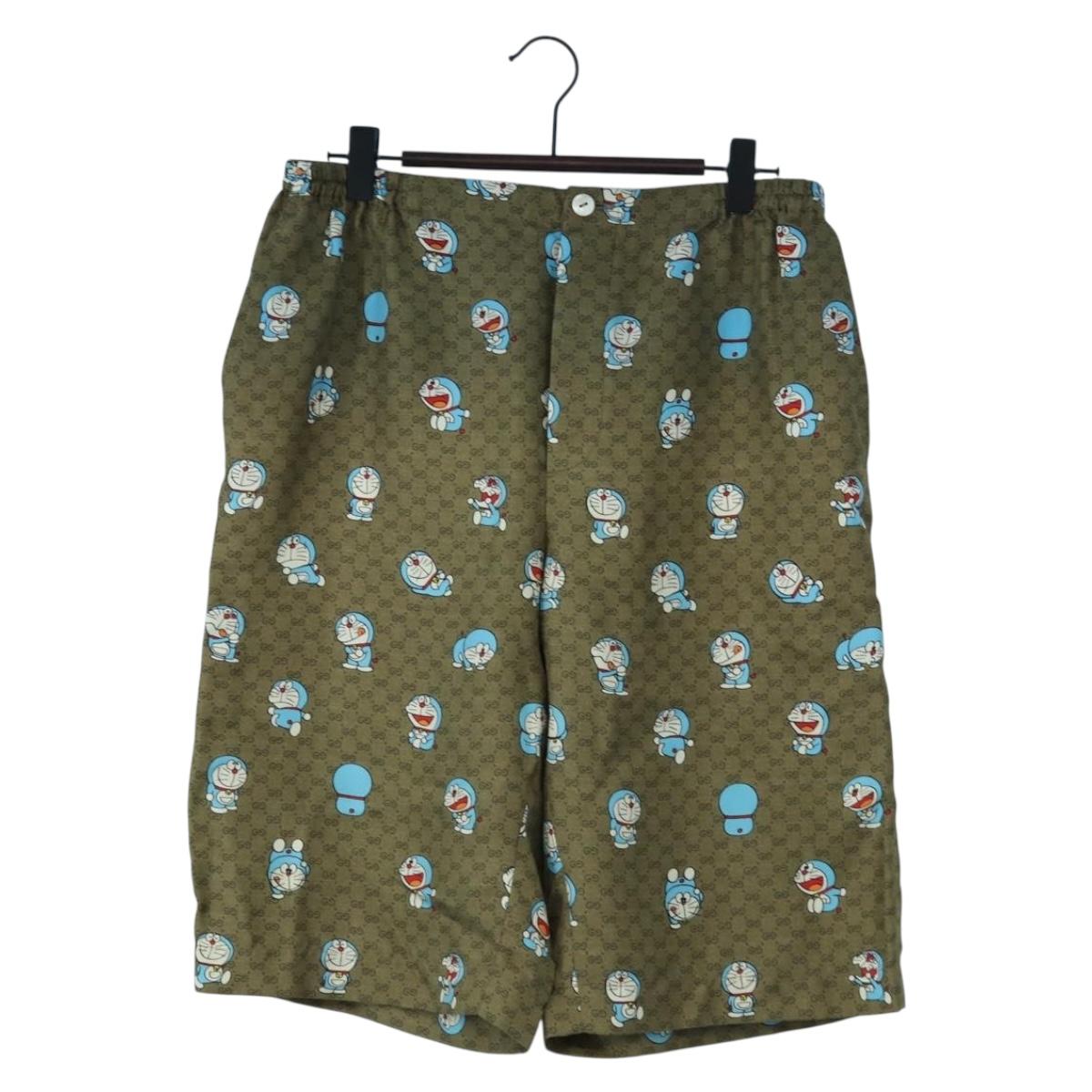 GUCCI x Doraemon Short Pants Silk ""44"" Brown Blue Auth 167559SAM