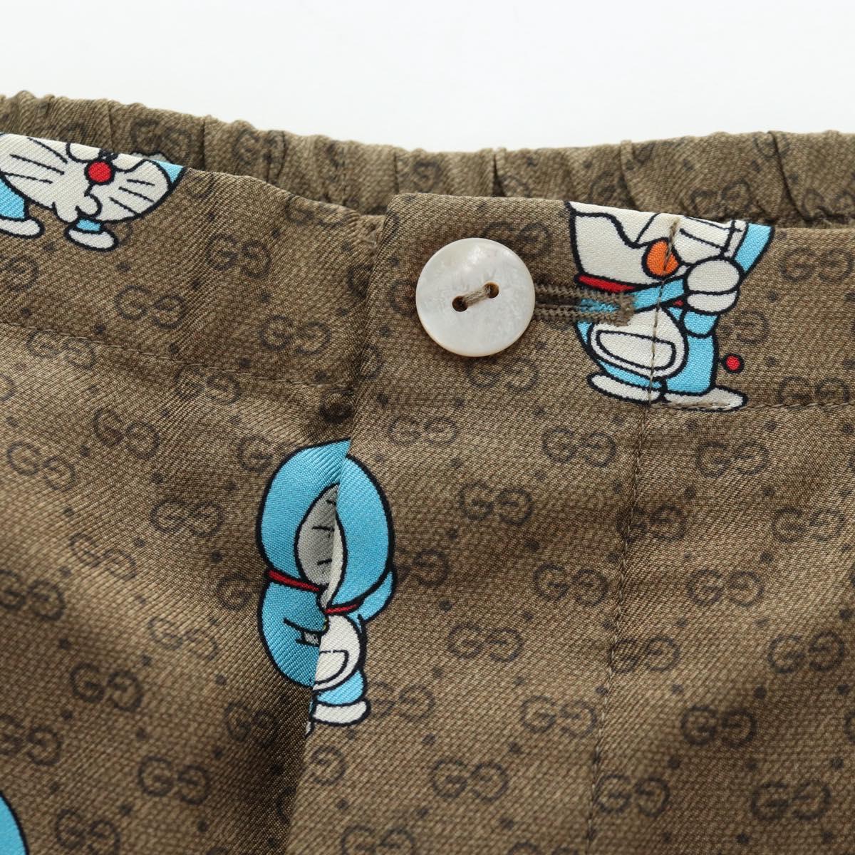 GUCCI x Doraemon Short Pants Silk ""44"" Brown Blue Auth 167559SAM