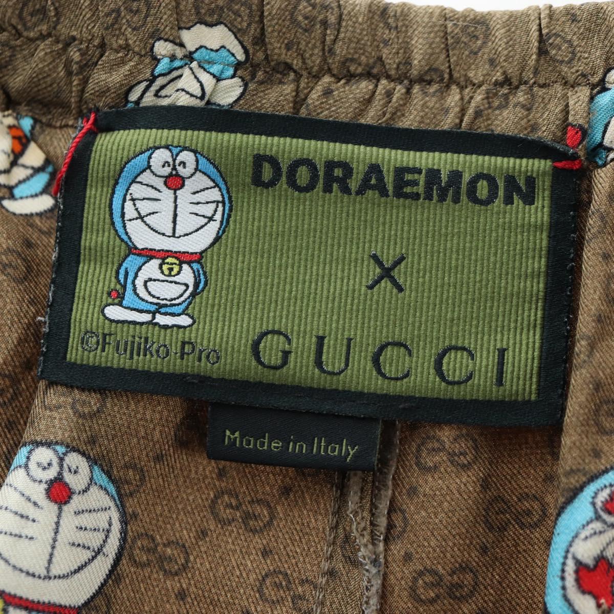 GUCCI x Doraemon Short Pants Silk ""44"" Brown Blue Auth 167559SAM