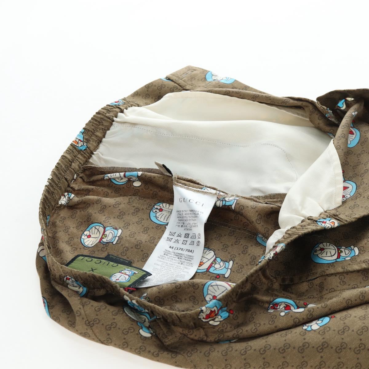 GUCCI x Doraemon Short Pants Silk ""44"" Brown Blue Auth 167559SAM