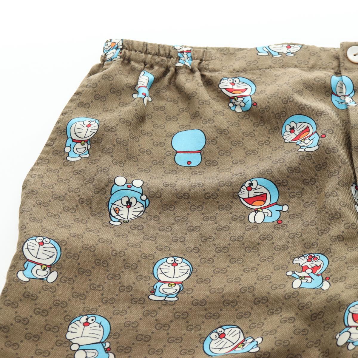 GUCCI x Doraemon Short Pants Silk ""44"" Brown Blue Auth 167559SAM