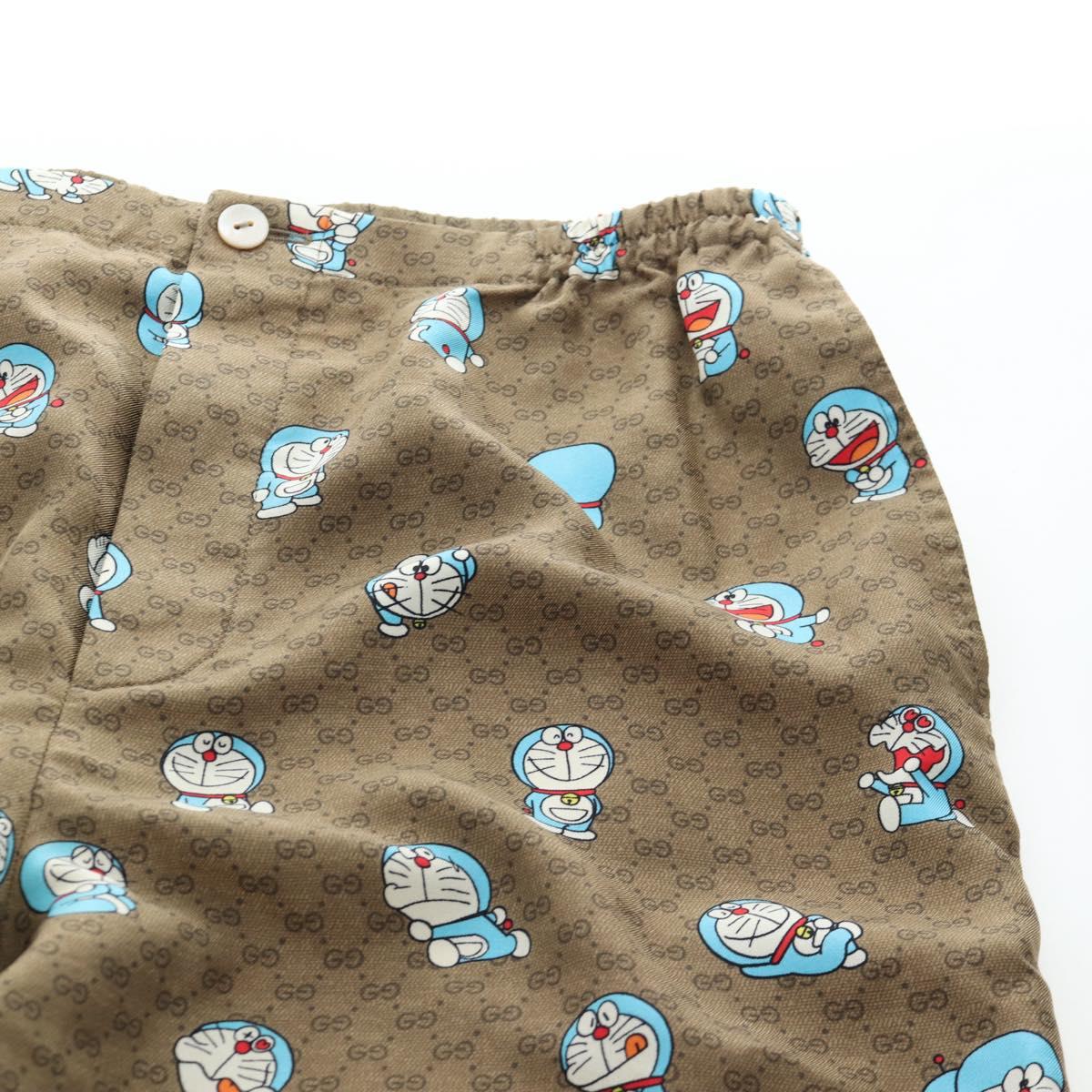GUCCI x Doraemon Short Pants Silk ""44"" Brown Blue Auth 167559SAM