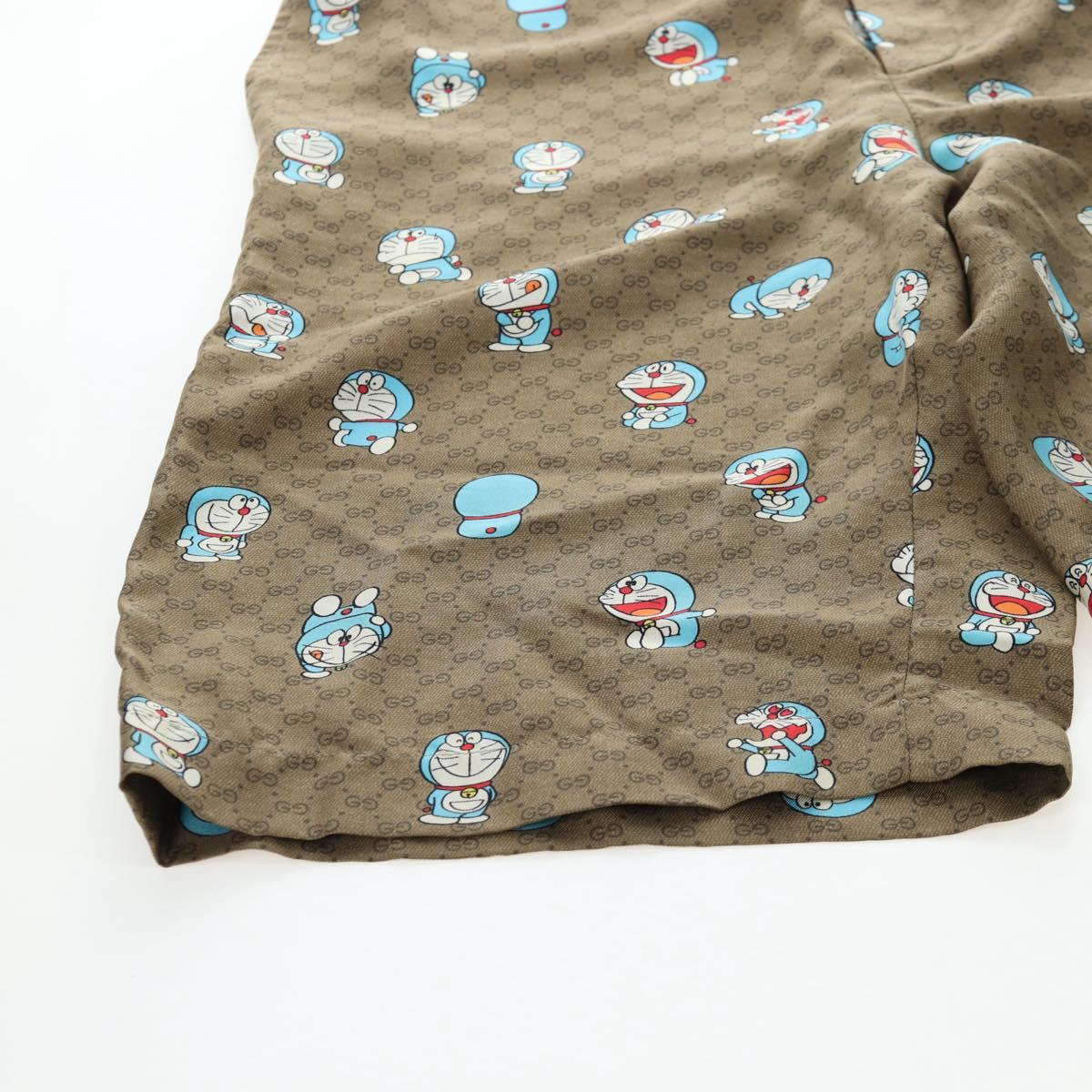 GUCCI x Doraemon Short Pants Silk ""44"" Brown Blue Auth 167559SAM