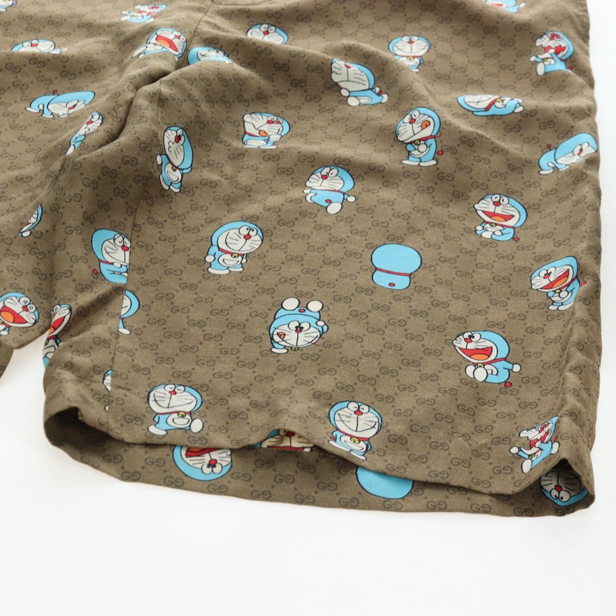 GUCCI x Doraemon Short Pants Silk ""44"" Brown Blue Auth 167559SAM