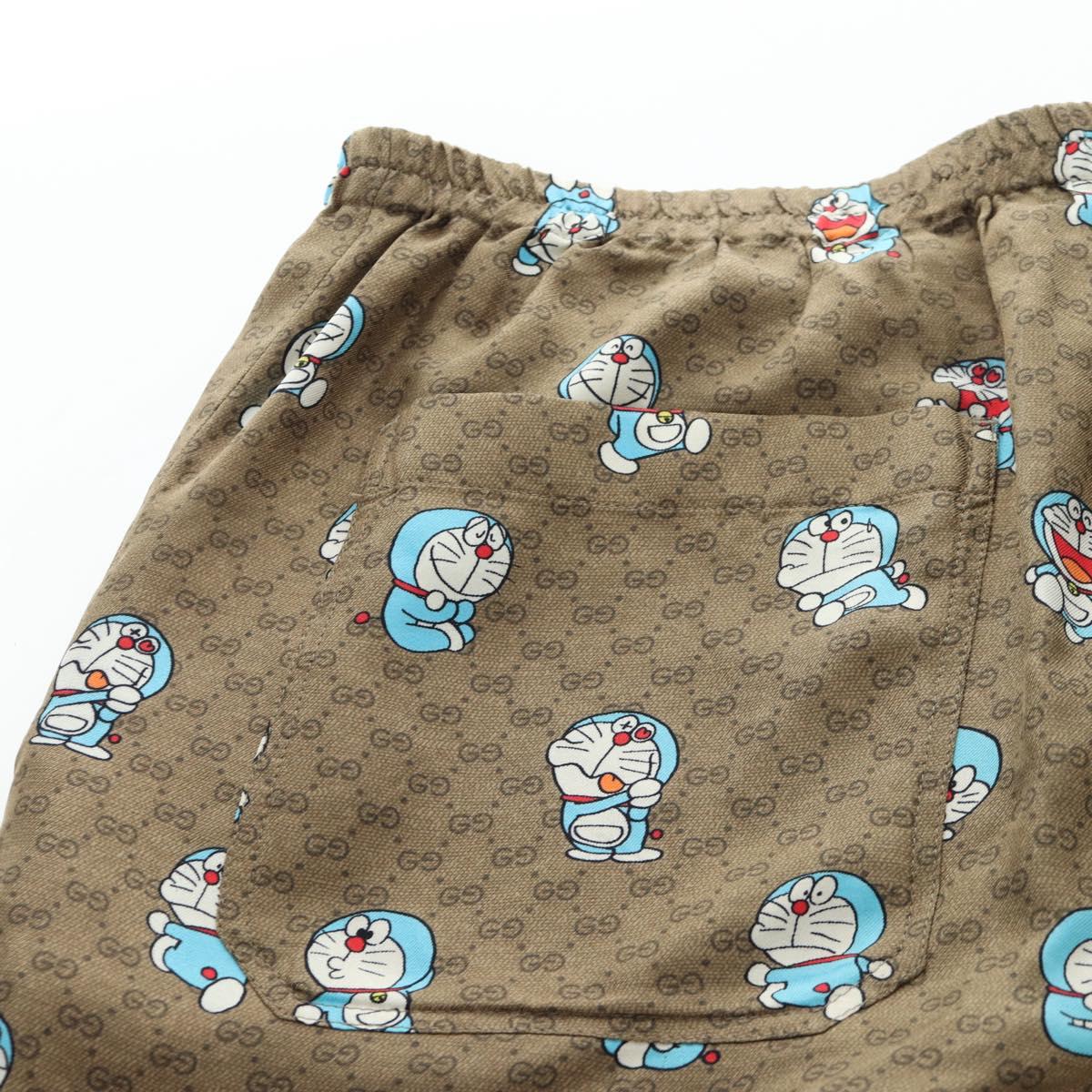 GUCCI x Doraemon Short Pants Silk ""44"" Brown Blue Auth 167559SAM