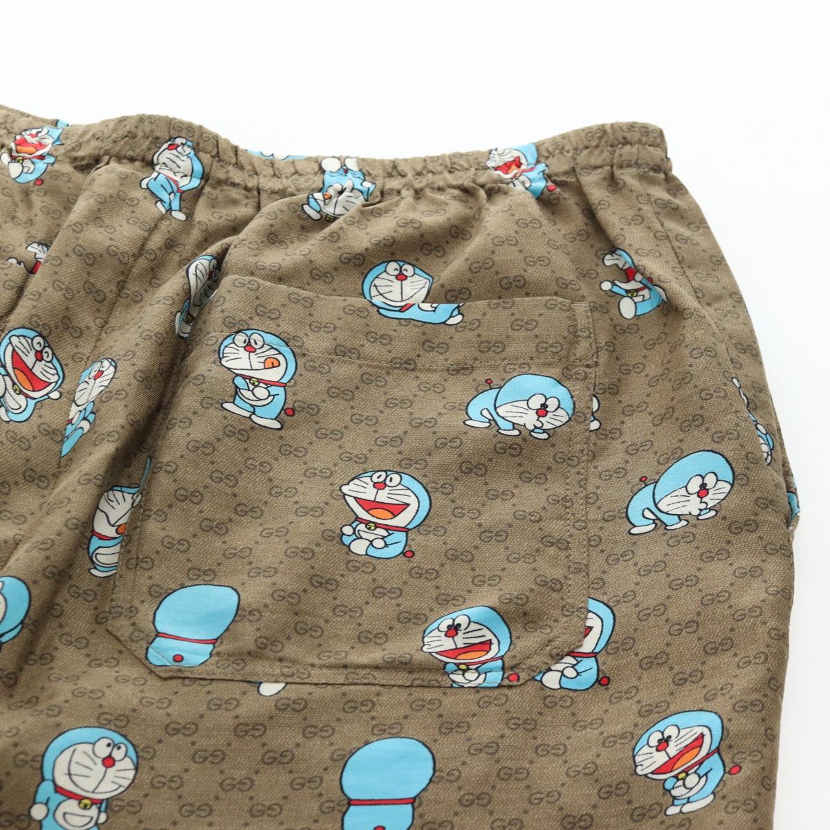 GUCCI x Doraemon Short Pants Silk ""44"" Brown Blue Auth 167559SAM