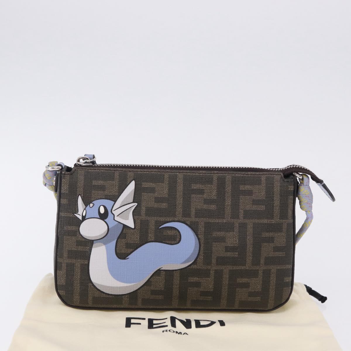 FENDI x FRGMT x POKEMON Dratini Shoulder Bag PVC Brown 8BS073 Auth 167561SM