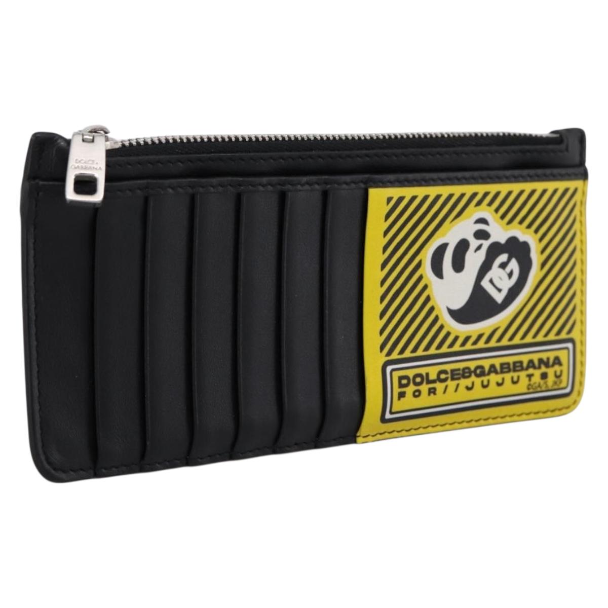 DOLCE&GABBANA × Jujutsu Kaisen Panda Card Case Leather Black Yellow Auth 167563M