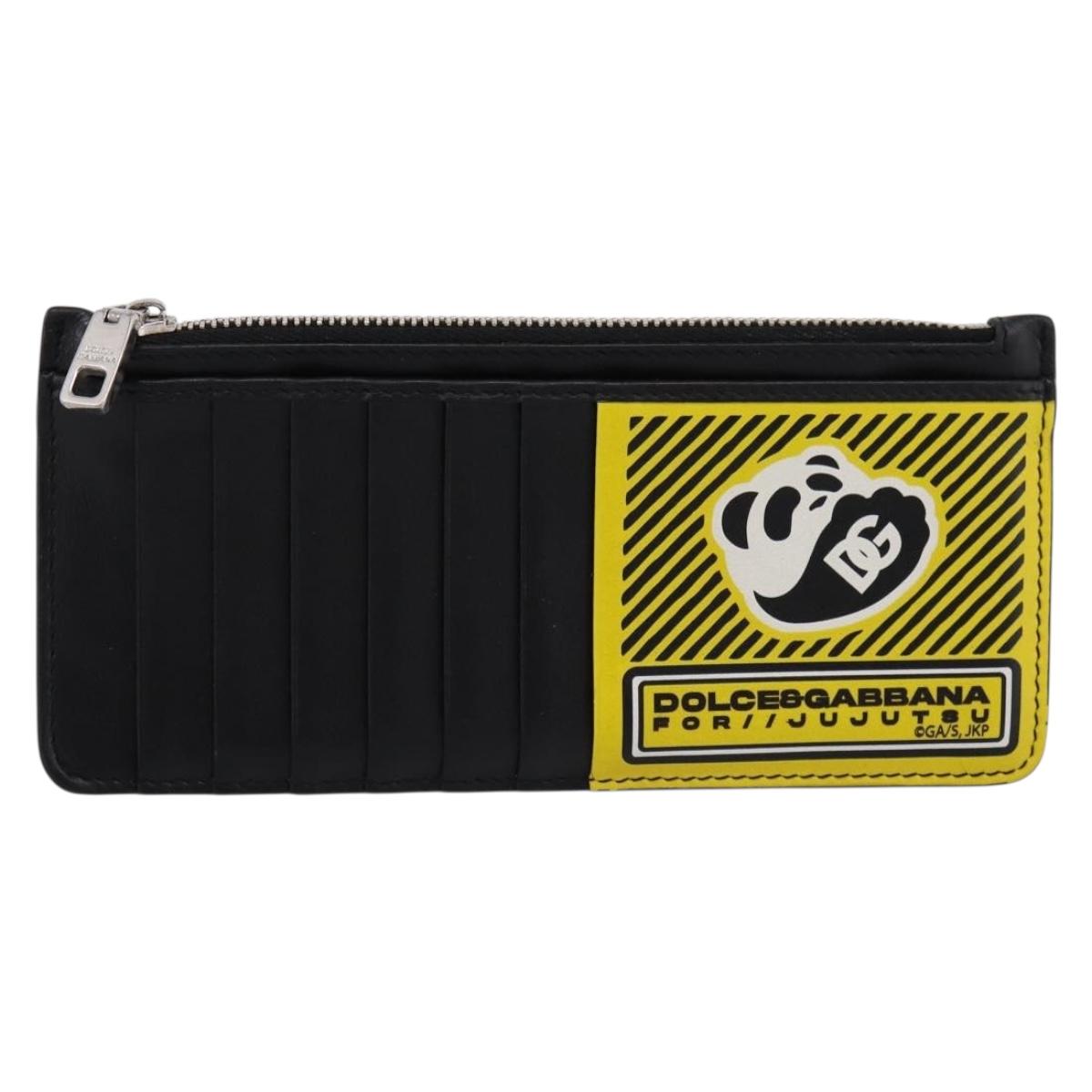 DOLCE&GABBANA × Jujutsu Kaisen Panda Card Case Leather Black Yellow Auth 167563M