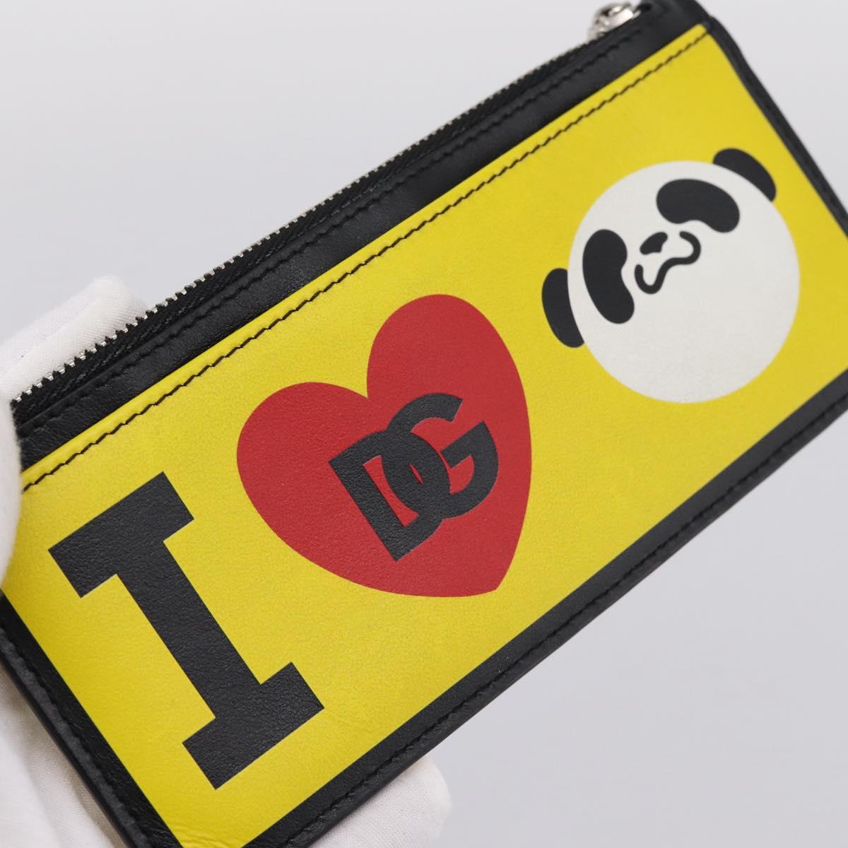 DOLCE&GABBANA × Jujutsu Kaisen Panda Card Case Leather Black Yellow Auth 167563M