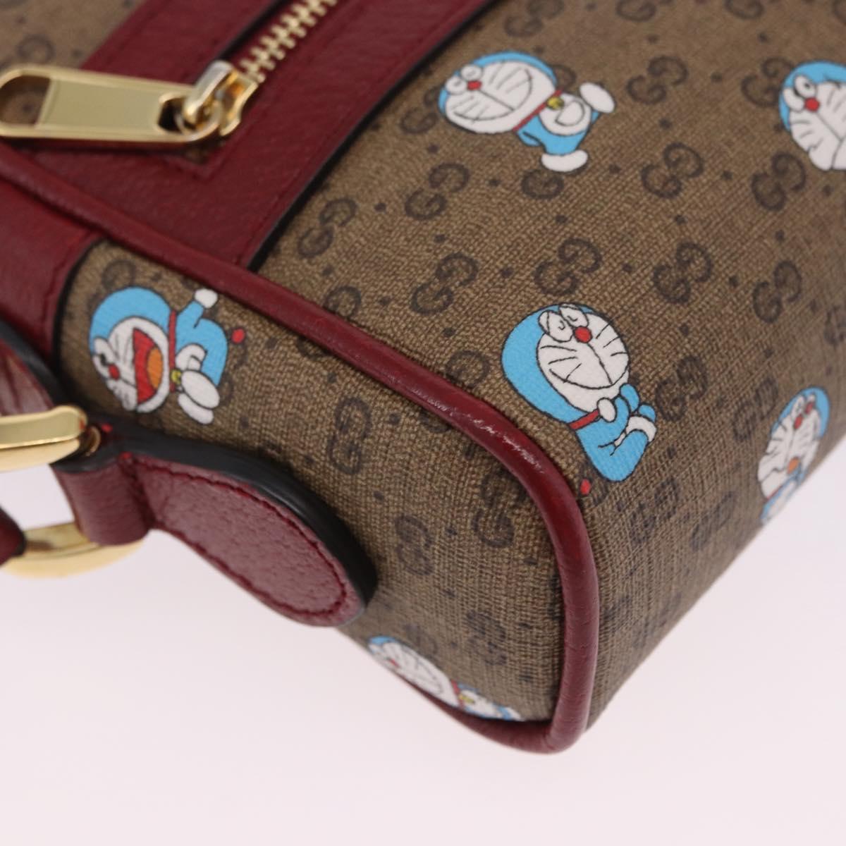 GUCCI x Doraemon Micro GG Shoulder Bag PVC Brown Gold Tone 647784 Auth 167564SAM