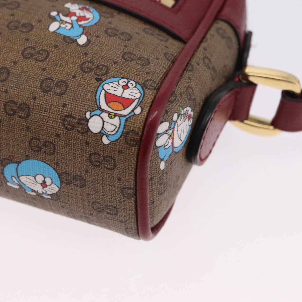 GUCCI x Doraemon Micro GG Shoulder Bag PVC Brown Gold Tone 647784 Auth 167564SAM