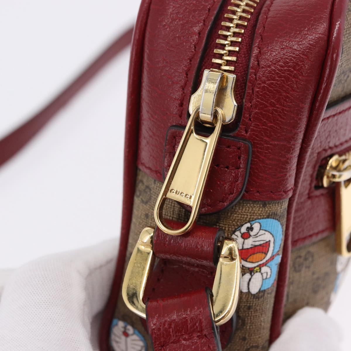 GUCCI x Doraemon Micro GG Shoulder Bag PVC Brown Gold Tone 647784 Auth 167564SAM