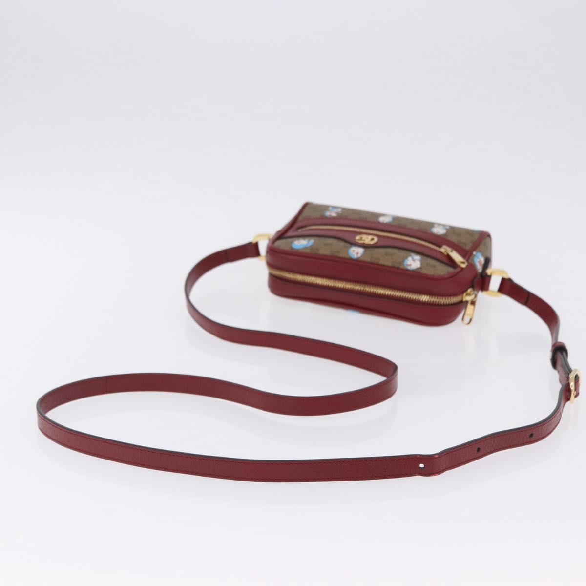 GUCCI x Doraemon Micro GG Shoulder Bag PVC Brown Gold Tone 647784 Auth 167564SAM