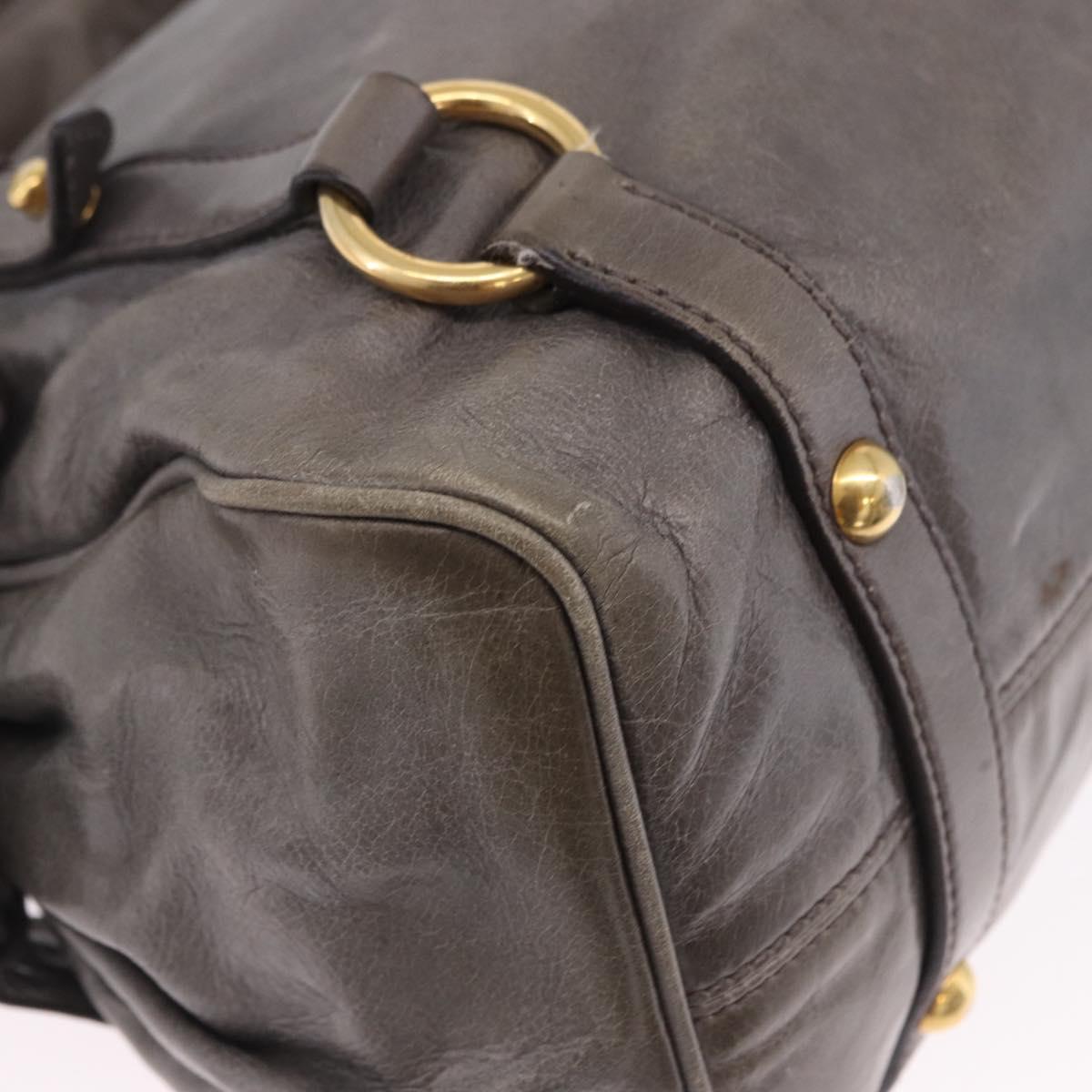 Miu Miu Vitter Lux Hand Bag Leather 2way Gray Gold Tone Auth 167565V