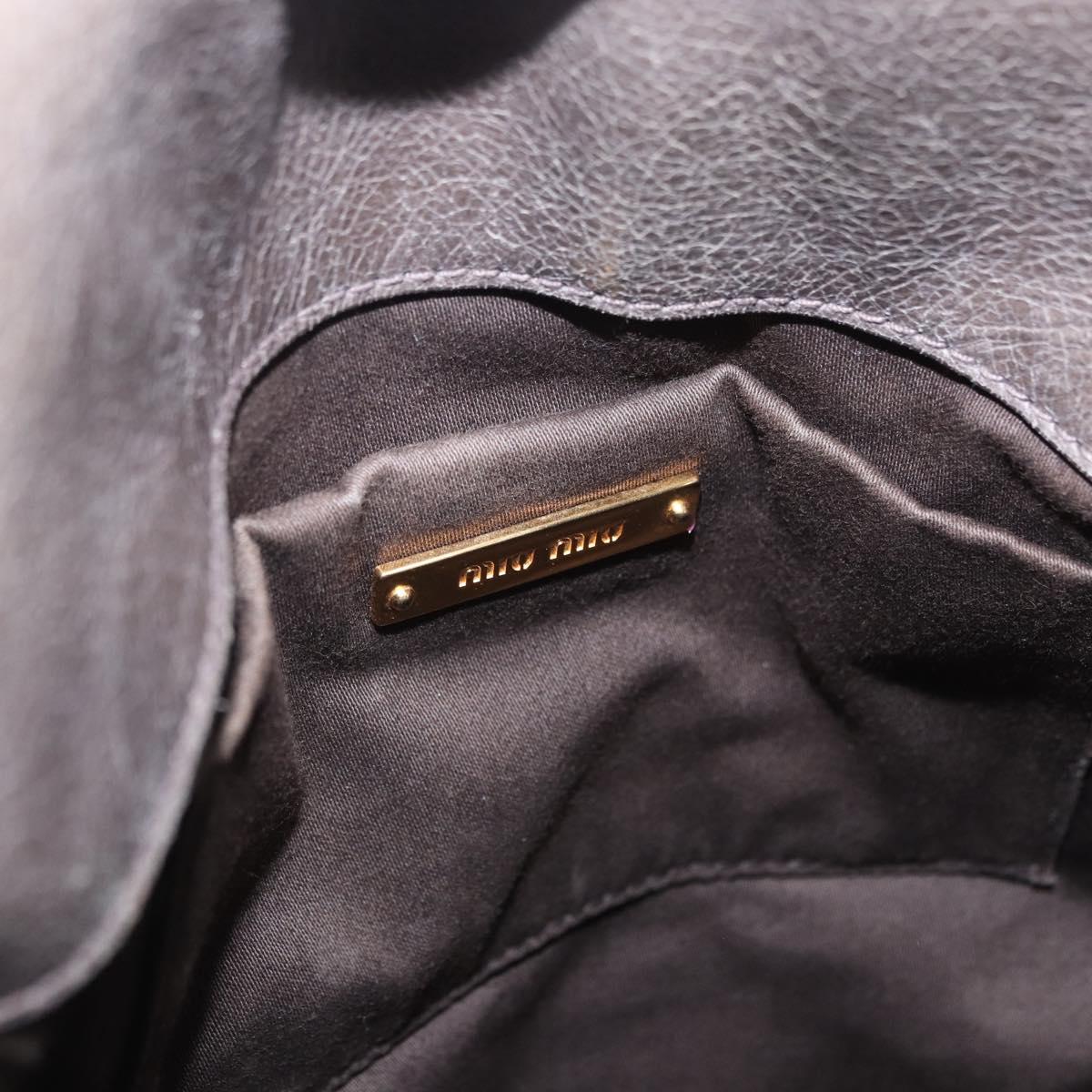 Miu Miu Vitter Lux Hand Bag Leather 2way Gray Gold Tone Auth 167565V