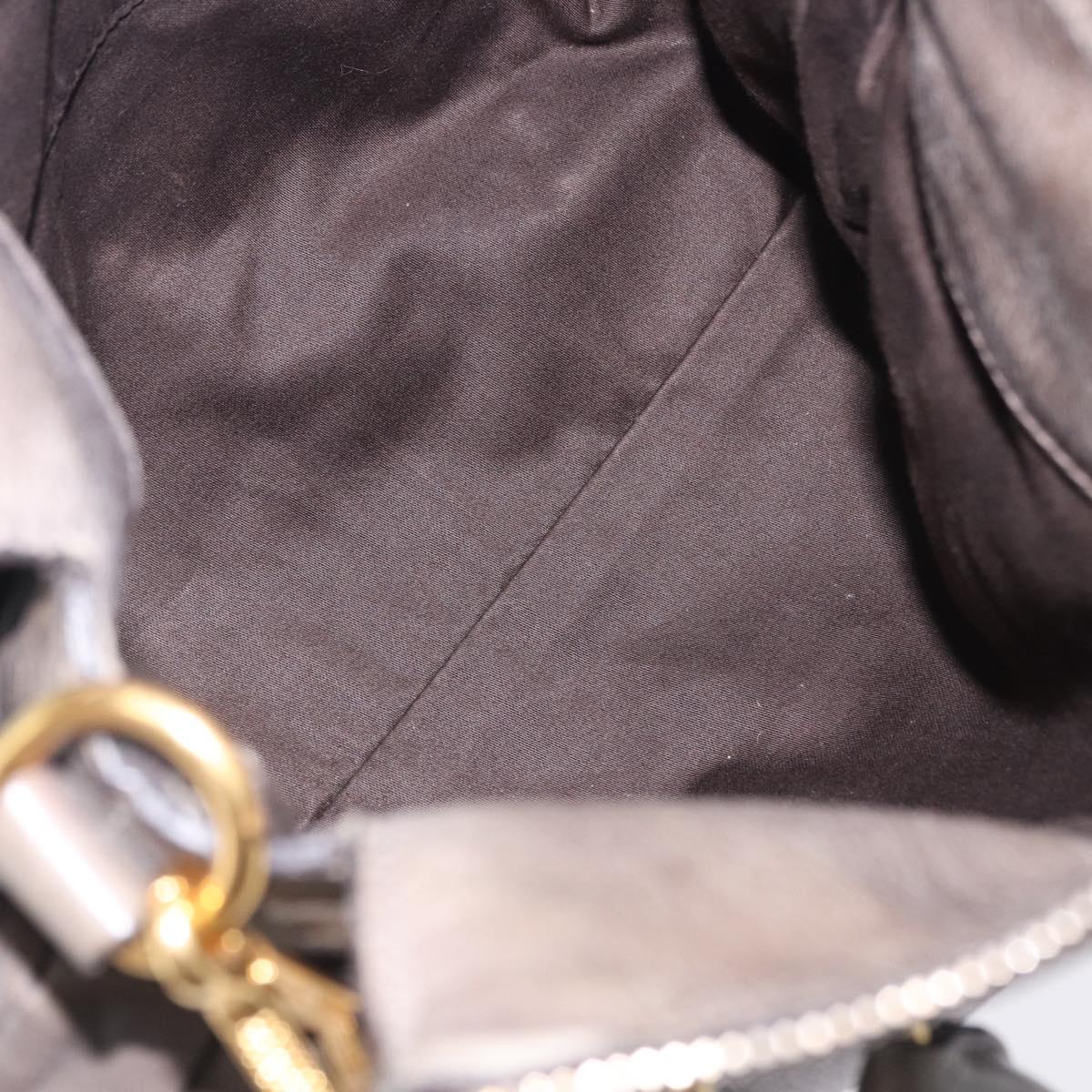 Miu Miu Vitter Lux Hand Bag Leather 2way Gray Gold Tone Auth 167565V
