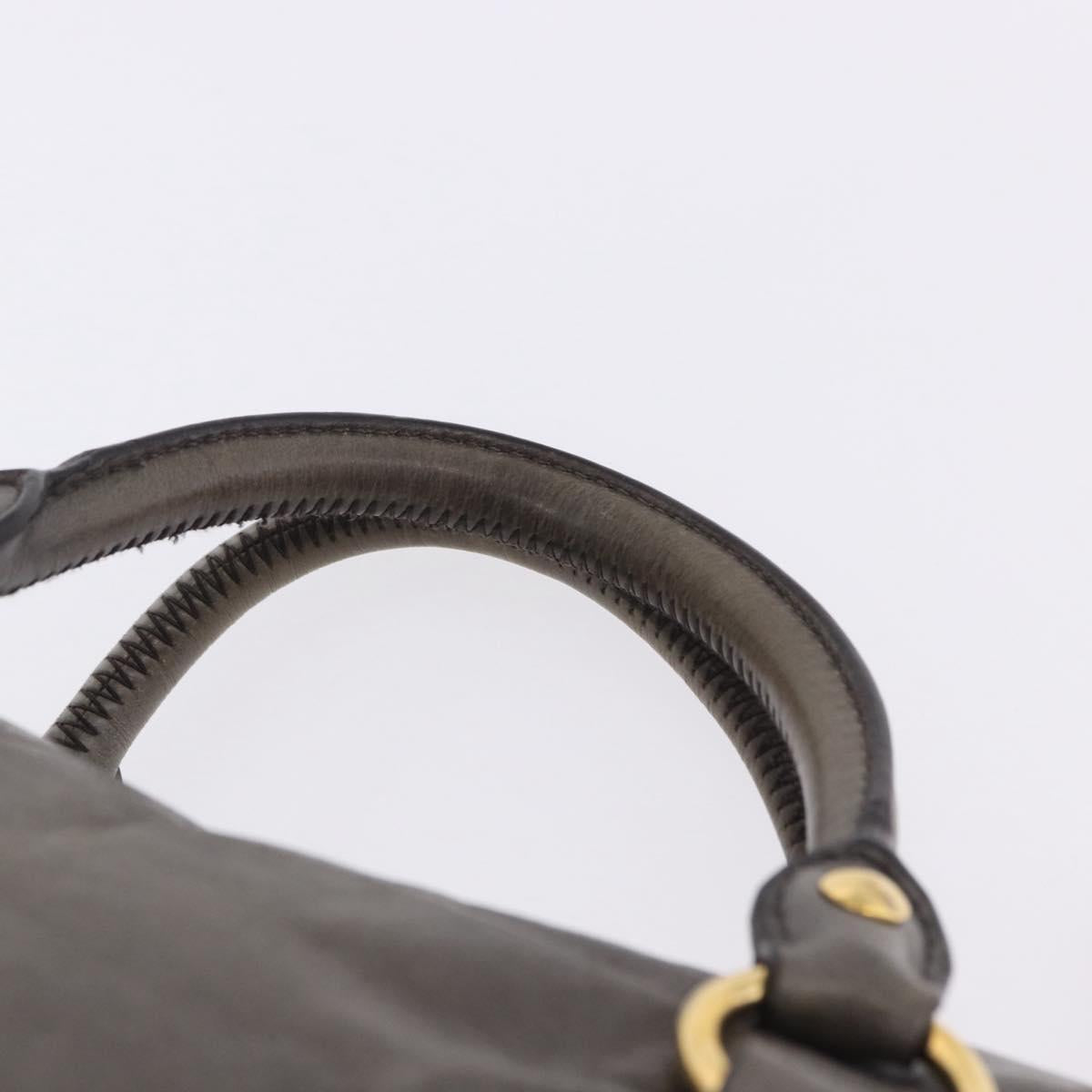 Miu Miu Vitter Lux Hand Bag Leather 2way Gray Gold Tone Auth 167565V