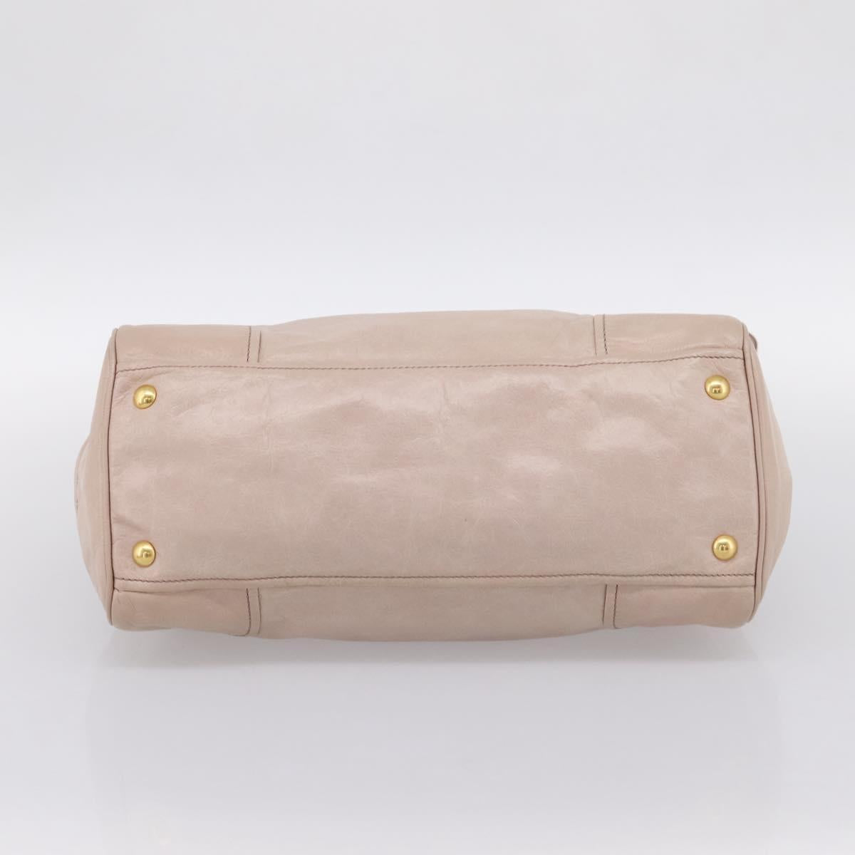 Miu Miu Hand Bag Leather 2way Pink Gold Tone Auth 167571A
