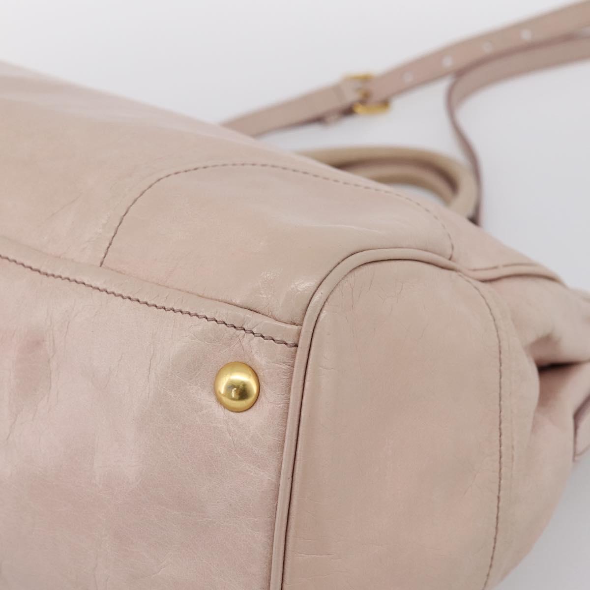 Miu Miu Hand Bag Leather 2way Pink Gold Tone Auth 167571A