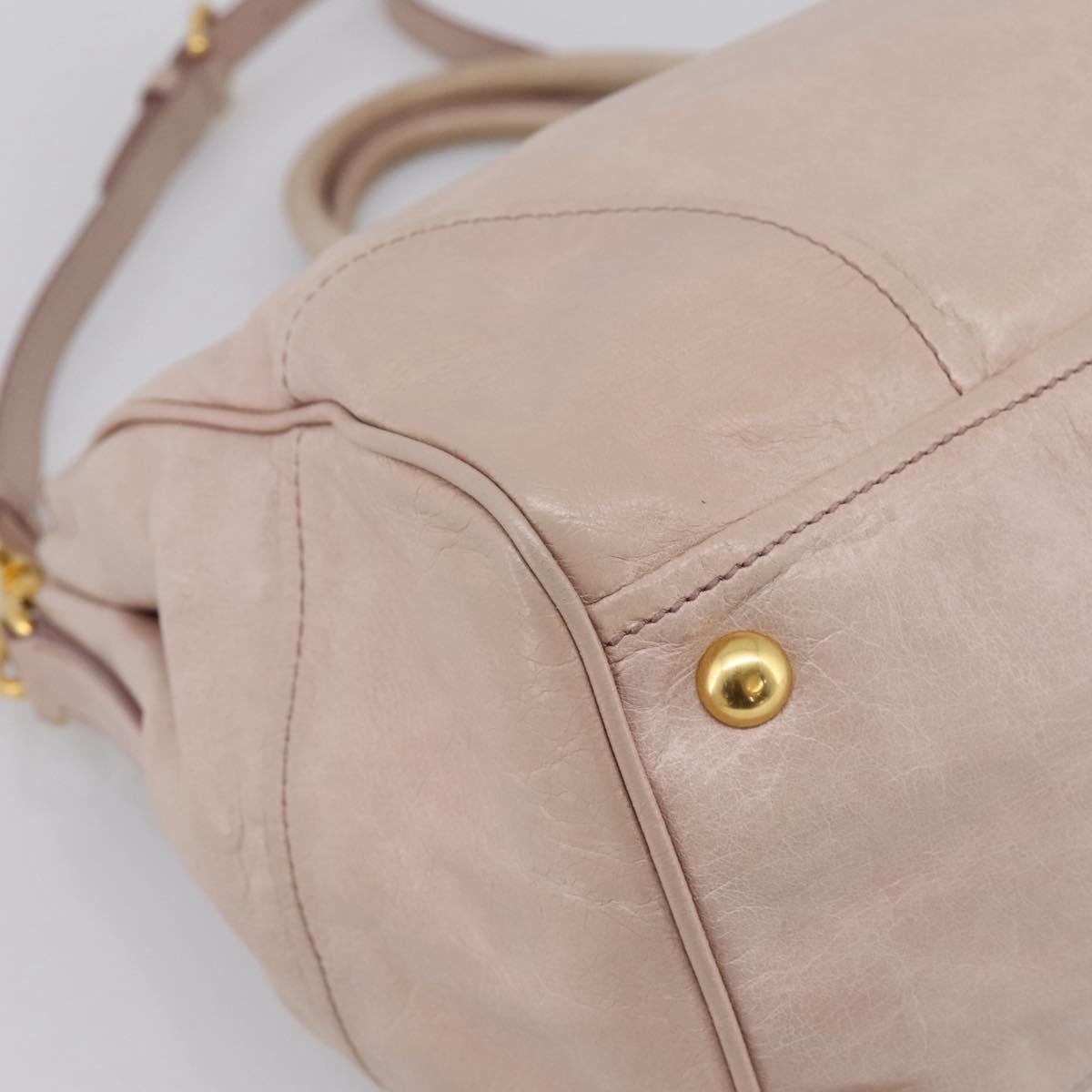 Miu Miu Hand Bag Leather 2way Pink Gold Tone Auth 167571A