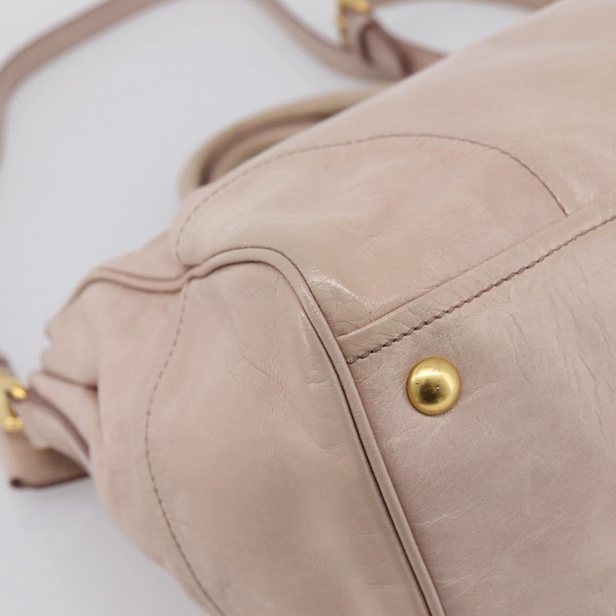 Miu Miu Hand Bag Leather 2way Pink Gold Tone Auth 167571A