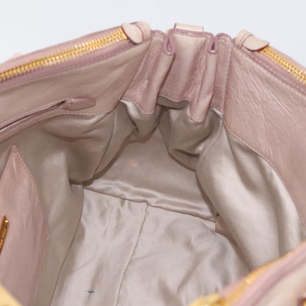 Miu Miu Hand Bag Leather 2way Pink Gold Tone Auth 167571A