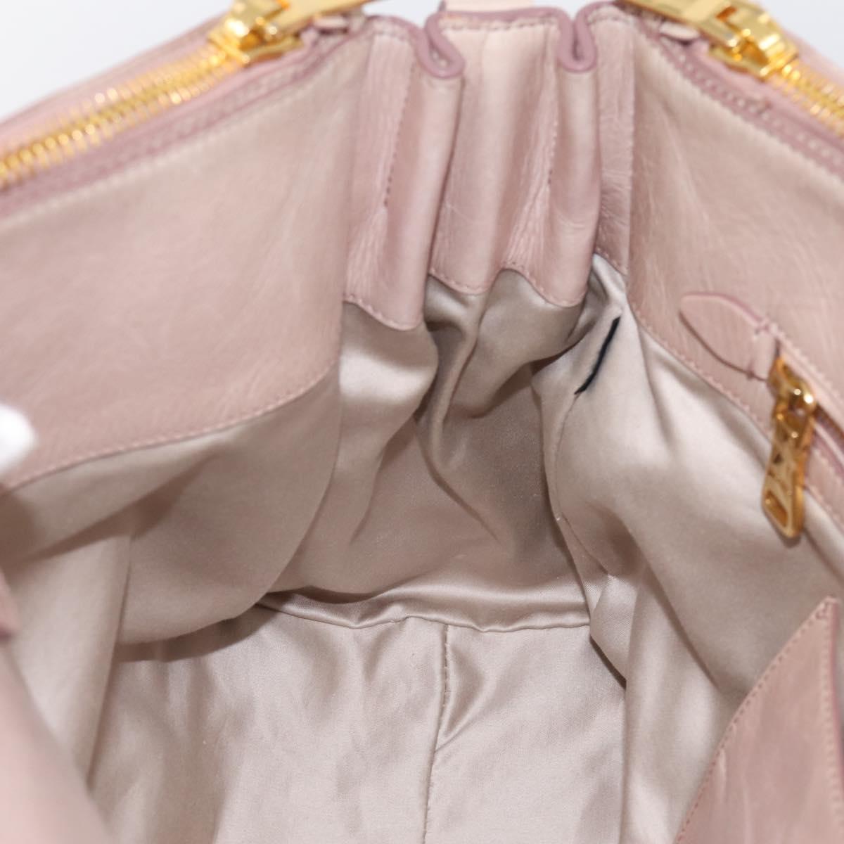 Miu Miu Hand Bag Leather 2way Pink Gold Tone Auth 167571A