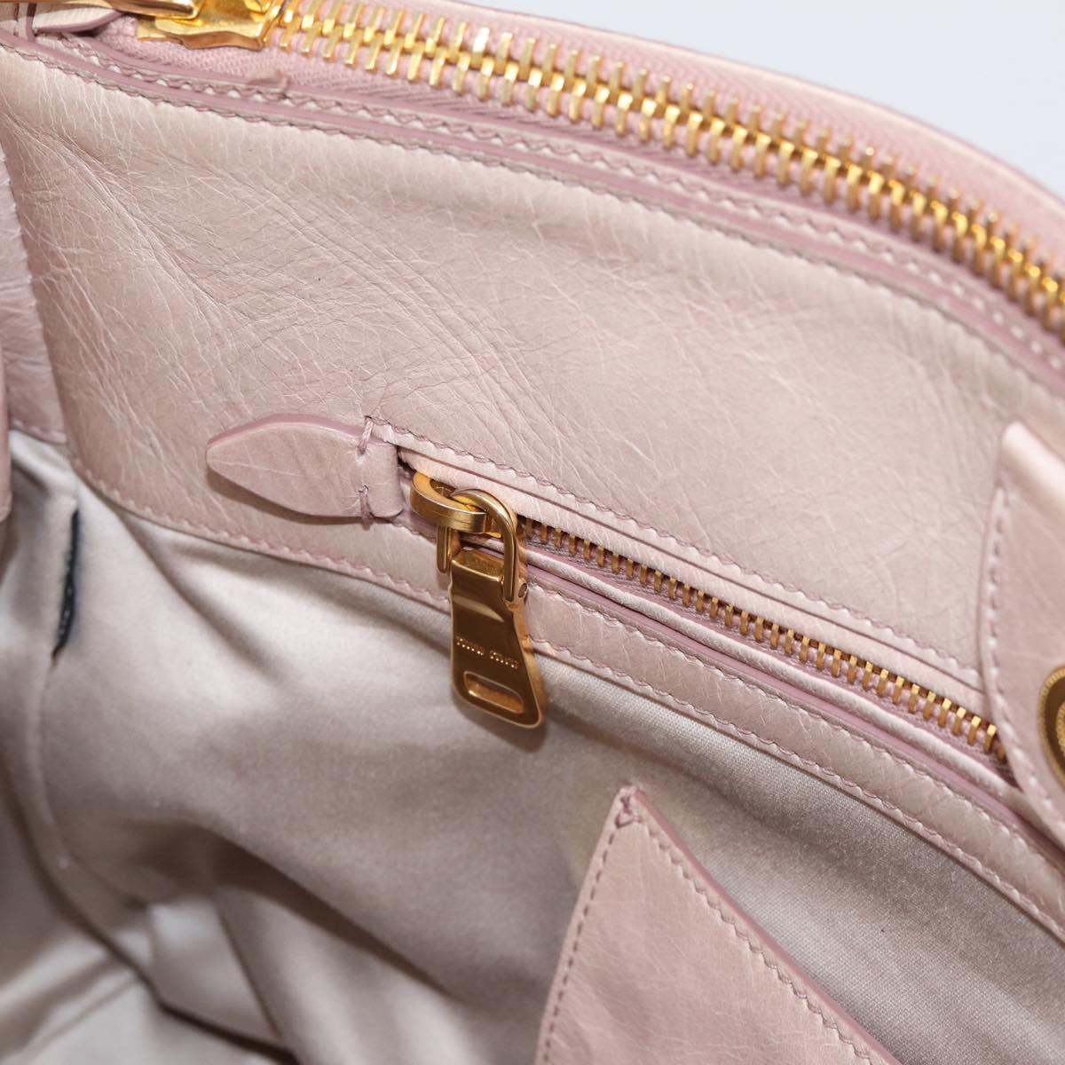 Miu Miu Hand Bag Leather 2way Pink Gold Tone Auth 167571A