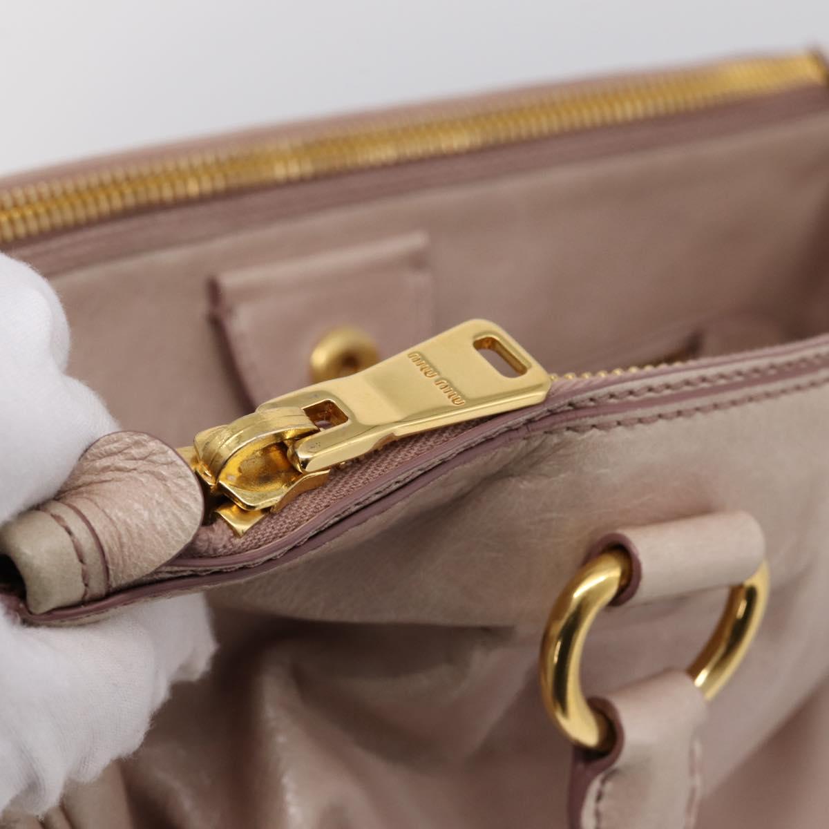Miu Miu Hand Bag Leather 2way Pink Gold Tone Auth 167571A