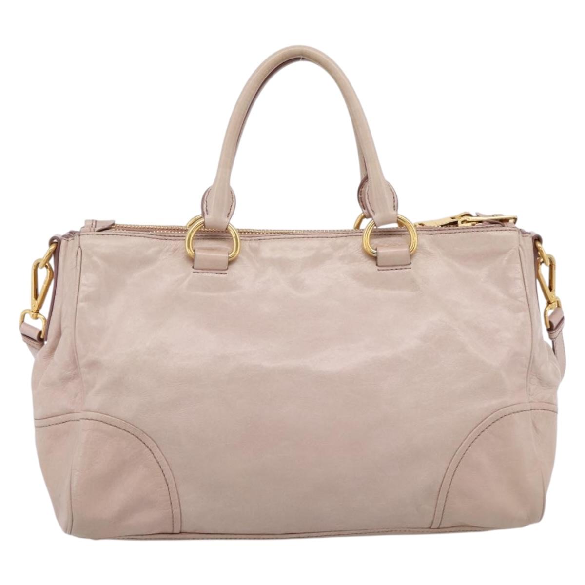 Miu Miu Hand Bag Leather 2way Pink Gold Tone Auth 167571A