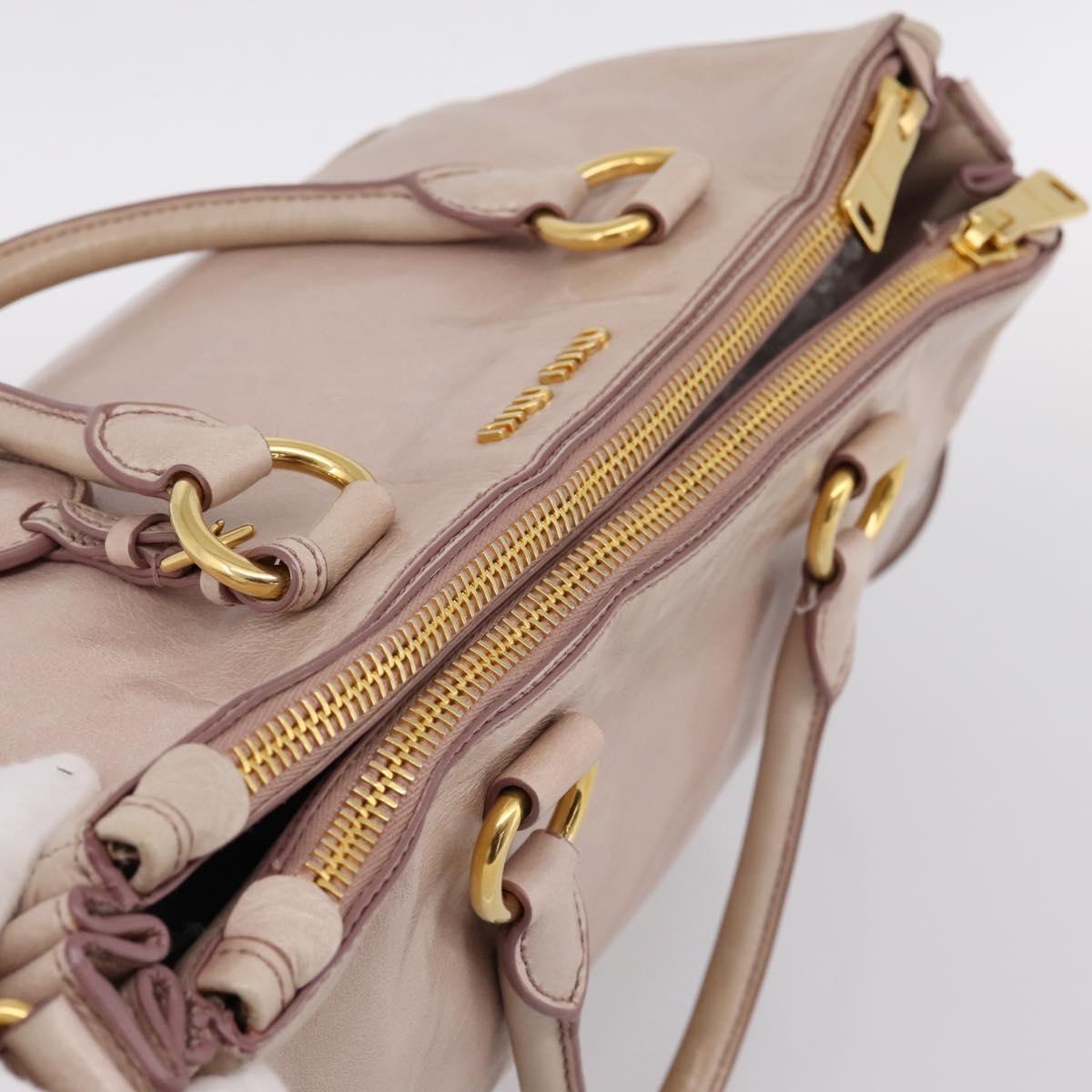 Miu Miu Hand Bag Leather 2way Pink Gold Tone Auth 167571A