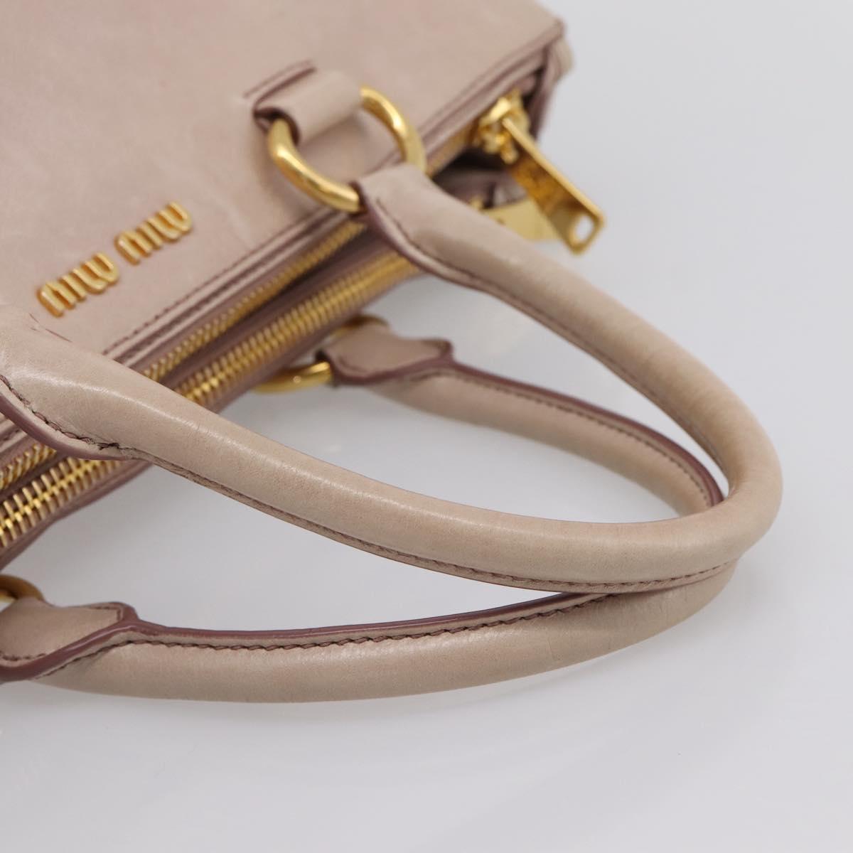 Miu Miu Hand Bag Leather 2way Pink Gold Tone Auth 167571A