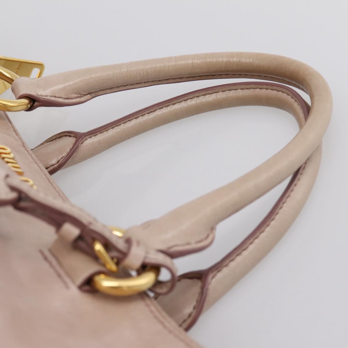 Miu Miu Hand Bag Leather 2way Pink Gold Tone Auth 167571A