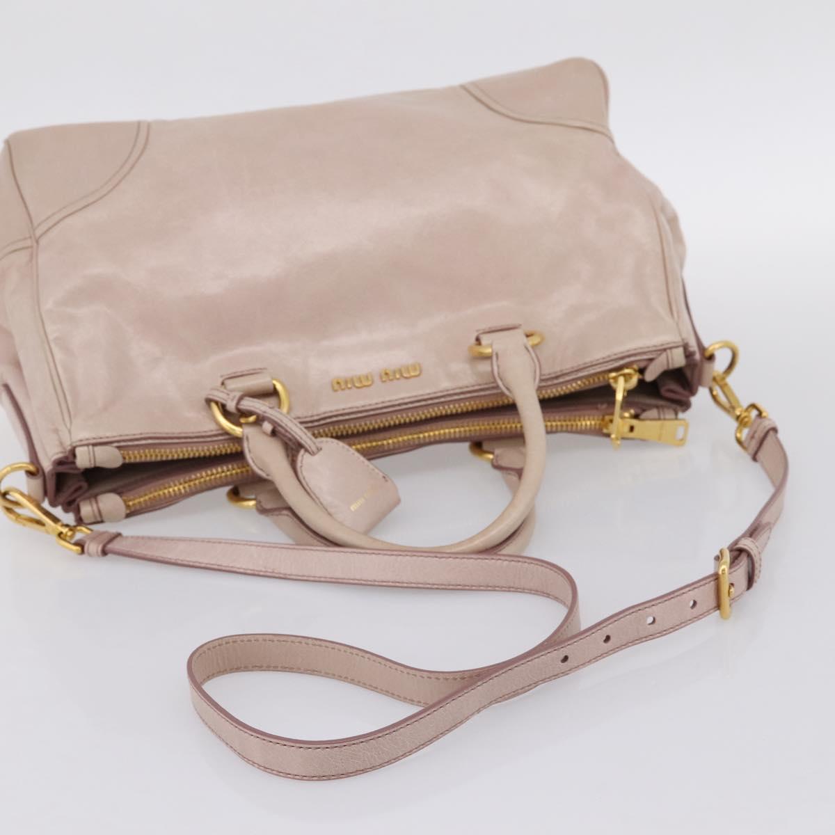 Miu Miu Hand Bag Leather 2way Pink Gold Tone Auth 167571A
