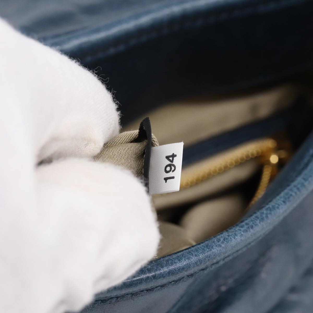 Miu Miu Matelasse Hobo Hand Bag Leather Blue Gold Tone Auth 167573V