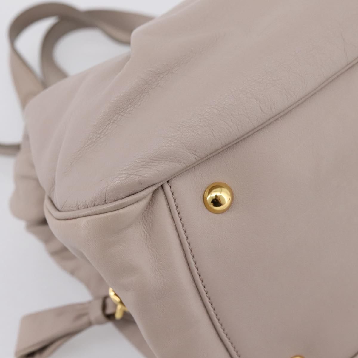 Miu Miu Hand Bag Leather 2way Gray Gold Tone Auth 167574V