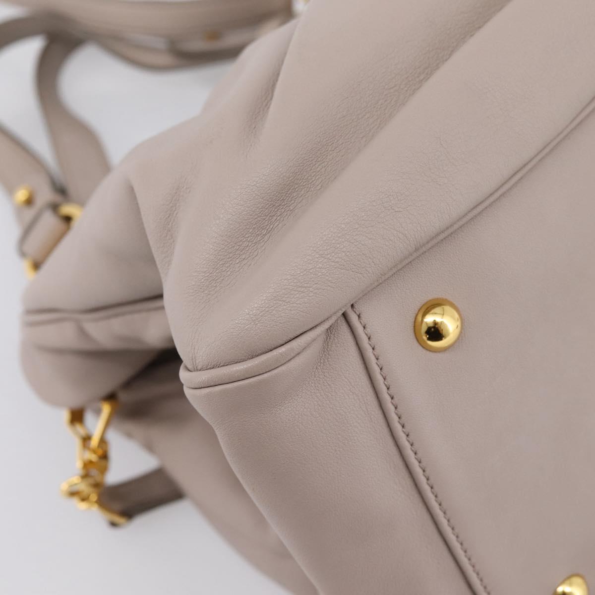 Miu Miu Hand Bag Leather 2way Gray Gold Tone Auth 167574V