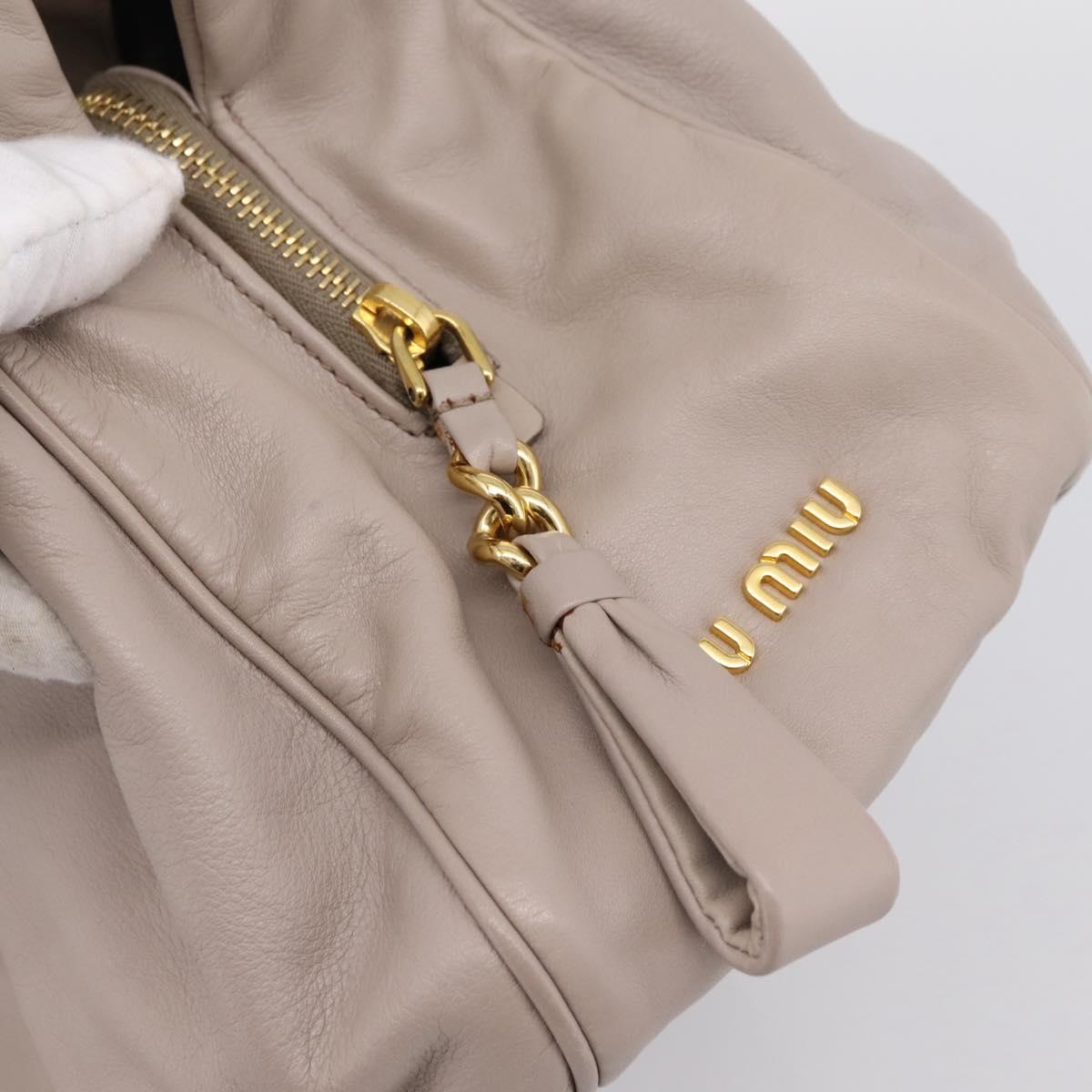 Miu Miu Hand Bag Leather 2way Gray Gold Tone Auth 167574V