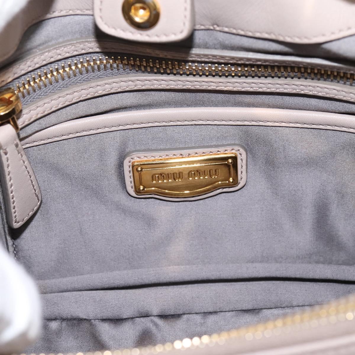 Miu Miu Hand Bag Leather 2way Gray Gold Tone Auth 167574V