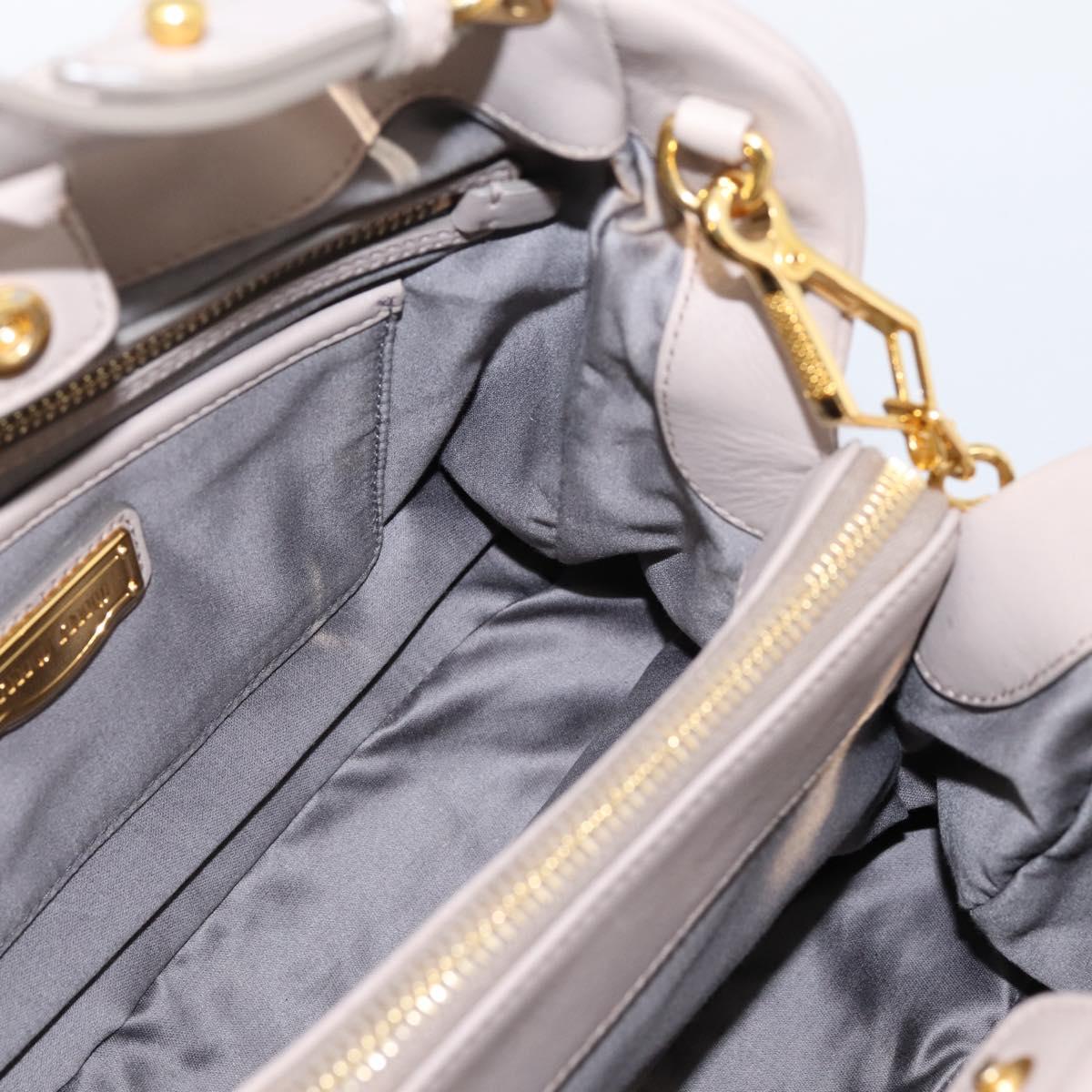 Miu Miu Hand Bag Leather 2way Gray Gold Tone Auth 167574V