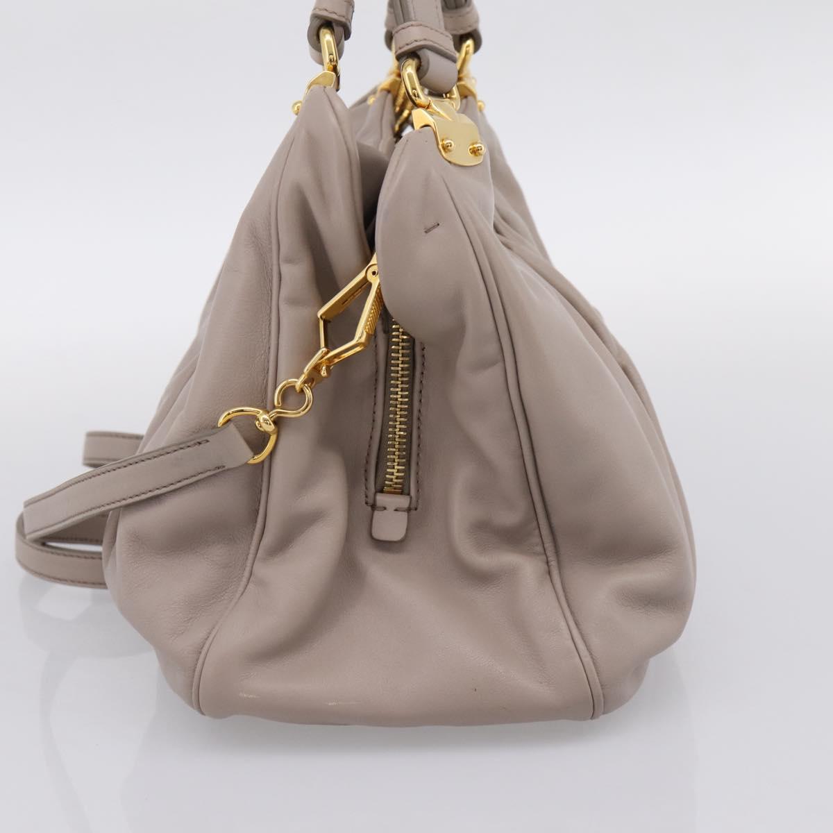 Miu Miu Hand Bag Leather 2way Gray Gold Tone Auth 167574V