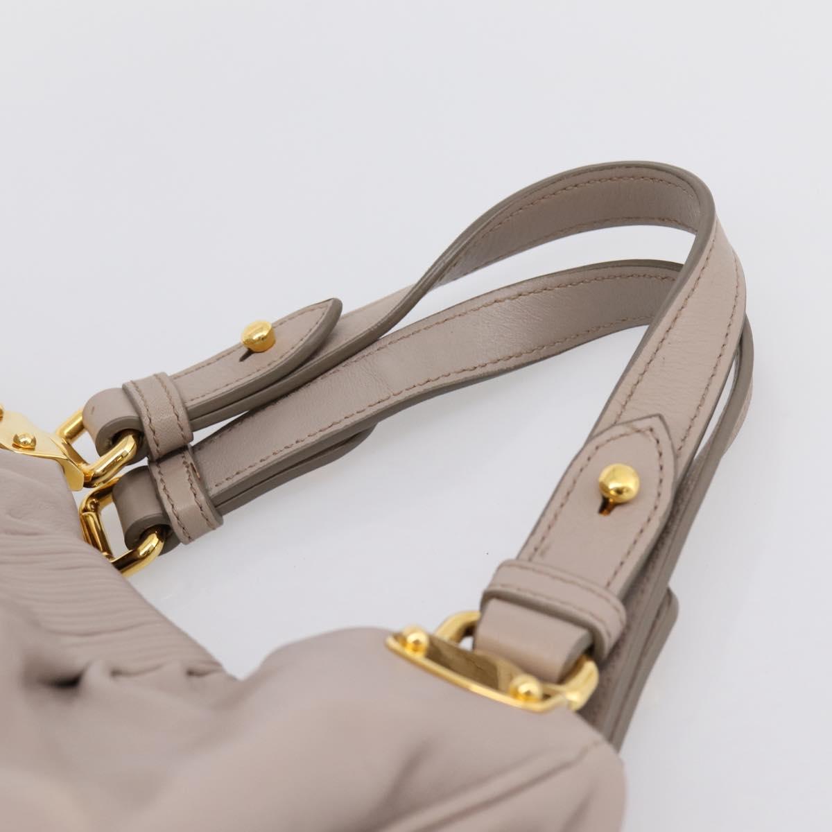 Miu Miu Hand Bag Leather 2way Gray Gold Tone Auth 167574V