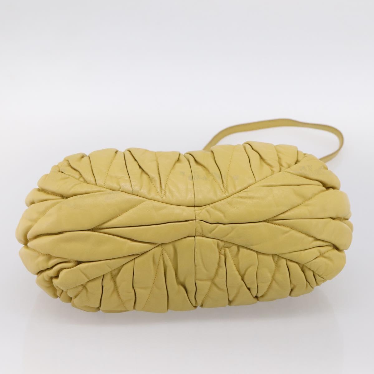 Miu Miu Matelasse Hand Bag Leather 2way Yellow Gold Tone Auth 167575V
